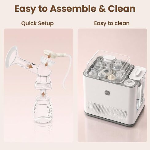 NCVI Electric Breast Pump, 4400mAh Portable Breast Pump, 4 Modes 9 Levels | Hands Free Breast Pump Hospital-Grade, Smart Display, Quiet Breastfeeding Pump Fits 17-24mm Flanges for Home Work Travel in Kuwait