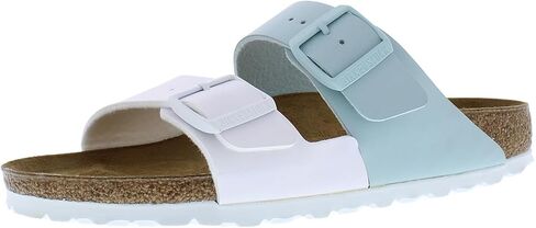 Birkenstock Arizona Split Narrow Unisex Shoes Size 5, Color: White/Surf Green-White in Kuwait