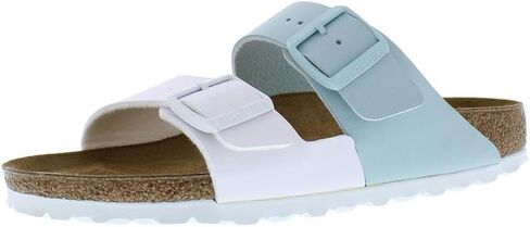 Birkenstock Arizona Split Narrow Unisex Shoes Size 5, Color: White/Surf Green-White in Kuwait