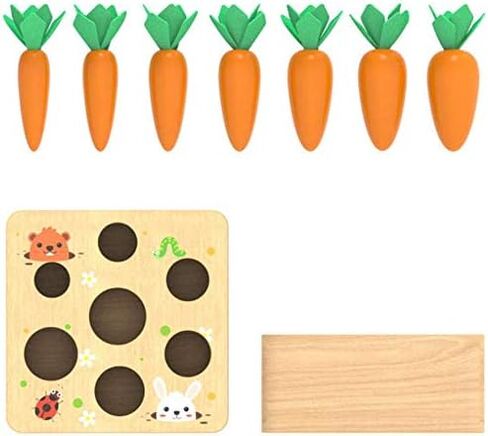 Ancaixin Montessori Toys for Babies 6-12 Months, Wooden Toys for 1 Year Old | Educational Carrot Harvest Toy for Toddlers, Shape Sorting Matching Puzzle, Developmental Birthday Gifts for Boys and Girls in Kuwait