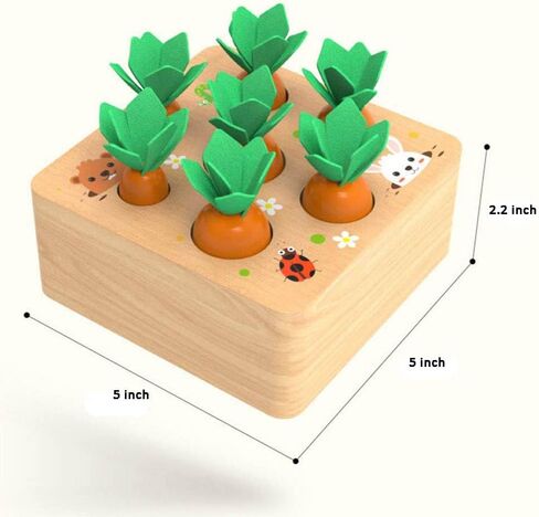 Ancaixin Montessori Toys for Babies 6-12 Months, Wooden Toys for 1 Year Old | Educational Carrot Harvest Toy for Toddlers, Shape Sorting Matching Puzzle, Developmental Birthday Gifts for Boys and Girls in Kuwait