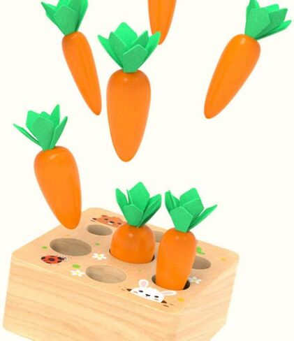 Ancaixin Montessori Toys for Babies 6-12 Months, Wooden Toys for 1 Year Old | Educational Carrot Harvest Toy for Toddlers, Shape Sorting Matching Puzzle, Developmental Birthday Gifts for Boys and Girls in Kuwait