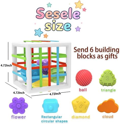 Baby Montessori Toys for 1 Year Old Boys Girls Gift, Multi Sensory Blocks Shape Sorter for Toddlers 1-3, Learning Educational Activity Cube, 1st Birthday for 6 12 18 Months in Kuwait