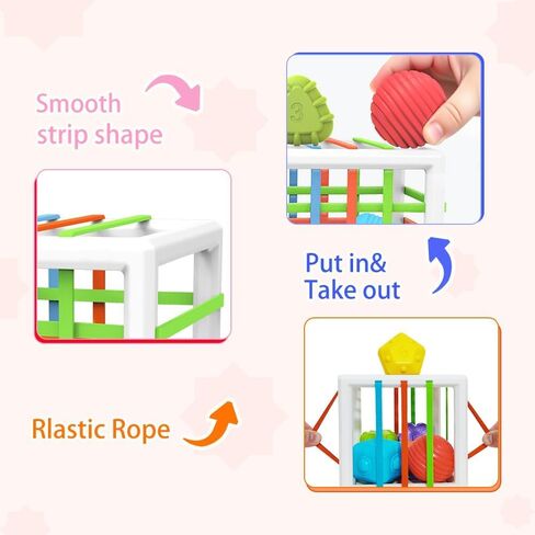 Baby Montessori Toys for 1 Year Old Boys Girls Gift, Multi Sensory Blocks Shape Sorter for Toddlers 1-3, Learning Educational Activity Cube, 1st Birthday for 6 12 18 Months in Kuwait