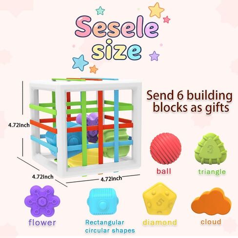 Baby Montessori Toys for 1 Year Old Boys Girls Gift, Multi Sensory Blocks Shape Sorter for Toddlers 1-3, Learning Educational Activity Cube, 1st Birthday for 6 12 18 Months in Kuwait
