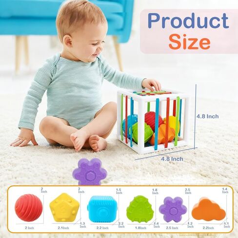 Baby Montessori Toys for 1 Year Old Boys Girls Gift, Multi Sensory Blocks Shape Sorter for Toddlers 1-3, Learning Educational Activity Cube, 1st Birthday for 6 12 18 Months in Kuwait