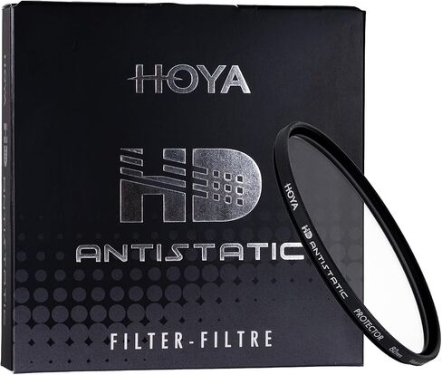 HOYA 58mm HD Antistatic Protector Camera Lens Filter, Reinforced Glass | Antistatic coating, 20-layer multi-coating, no color cast or shift, water- and oil-repellent surface, low-profile frame in Kuwait