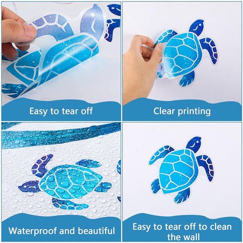 Nuanchu 28pcs Under the Sea Wall Decals, Sea Turtle Jellyfish Ocean Grass Seaweed Peel & Stick Underwater Wall Stickers for Kids Bedroom Bathroom Toilet Nursery in Kuwait