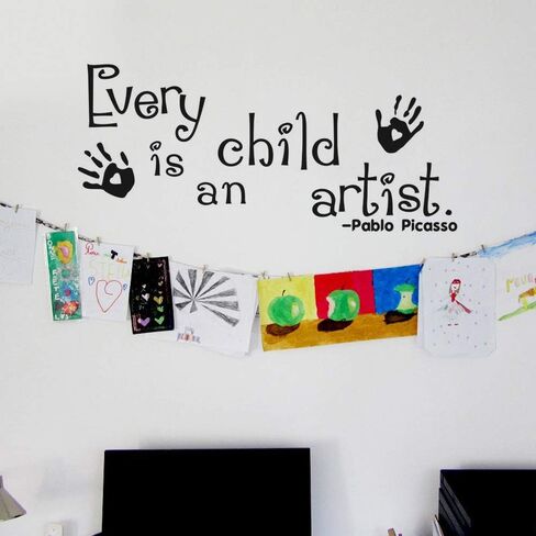 Every Child is an Artist Wall Art Decals Picasso Inspirational Saying Baby Room Sticker Quotes Nursery Decor Classroom Decoration 24×11In in Kuwait