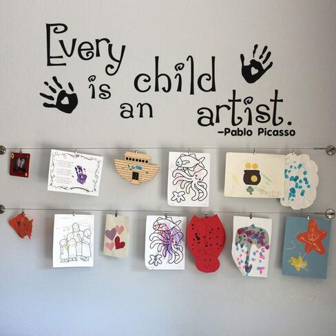 Every Child is an Artist Wall Art Decals Picasso Inspirational Saying Baby Room Sticker Quotes Nursery Decor Classroom Decoration 24×11In in Kuwait