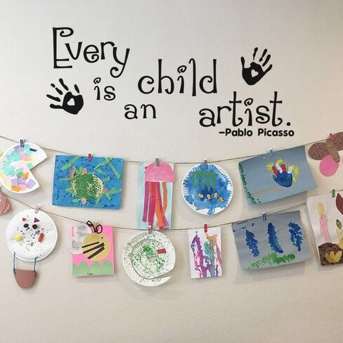 Every Child is an Artist Wall Art Decals Picasso Inspirational Saying Baby Room Sticker Quotes Nursery Decor Classroom Decoration 24×11In in Kuwait