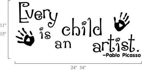 Every Child is an Artist Wall Art Decals Picasso Inspirational Saying Baby Room Sticker Quotes Nursery Decor Classroom Decoration 24×11In in Kuwait
