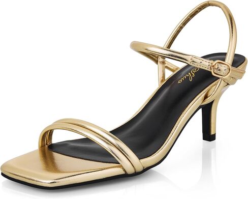 GENSHUO Women's Strappy Kitten Low Heel Sandals, 2 Inch Square Open Toe Dressy Summer Shoes for Party Wedding and Daily Comfort in Kuwait