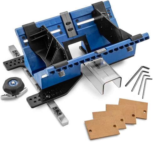 Rockler Deluxe Spline Jig for Table Saw & Router Table - Adjustable Box Joint Fixture with 45 Degree Miter Sled, Finger Joint & Picture Frame Jig for Decorative Woodworking Joinery. in Kuwait