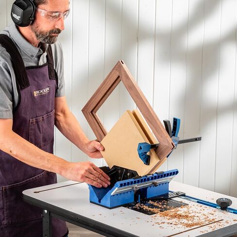 Rockler Deluxe Spline Jig for Table Saw & Router Table - Adjustable Box Joint Fixture with 45 Degree Miter Sled, Finger Joint & Picture Frame Jig for Decorative Woodworking Joinery. in Kuwait