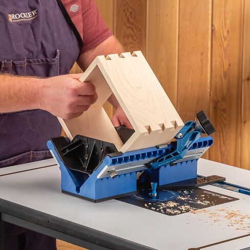 Rockler Deluxe Spline Jig for Table Saw & Router Table - Adjustable Box Joint Fixture with 45 Degree Miter Sled, Finger Joint & Picture Frame Jig for Decorative Woodworking Joinery. in Kuwait