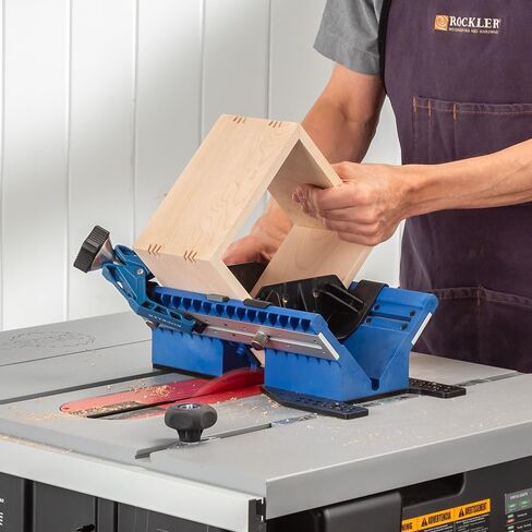 Rockler Deluxe Spline Jig for Table Saw & Router Table - Adjustable Box Joint Fixture with 45 Degree Miter Sled, Finger Joint & Picture Frame Jig for Decorative Woodworking Joinery. in Kuwait