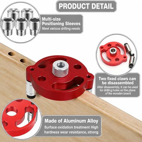Self Centering Dowel Jig Kit, Drill Guide Locator for Woodworking with 6/8/10mm Drill Bushings 3 Drill Bits (1/4'',3/8'',5/16''), Accurate Straight Hole Puncher for Shelves, Tables & Cabinet Joinery in Kuwait