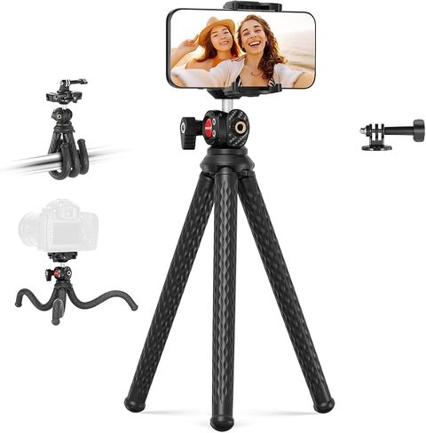 NEEWER T91 Flexible Tripod for iPhone Mini Cellphone Tripod Stand for Vlog, Magic Arms/Shutter/Phone Clamp/Action Camera Mount Compatible with GoPro in Kuwait