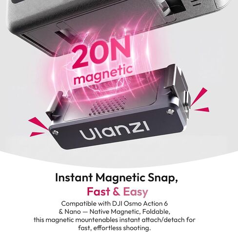 ULANZI MA37 Quick Release Mini Tripod Compatible with DJI Osmo Action 6 & Osmo Nano, New-Gen Magnetic Quick-Lock Tabletop Tripod with 1/4-20 Cold Shoe, Aluminum Vlog Selfie Stick for Action Cameras in Kuwait
