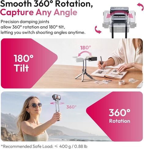 ULANZI MA37 Quick Release Mini Tripod Compatible with DJI Osmo Action 6 & Osmo Nano, New-Gen Magnetic Quick-Lock Tabletop Tripod with 1/4-20 Cold Shoe, Aluminum Vlog Selfie Stick for Action Cameras in Kuwait
