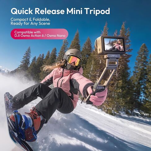 ULANZI MA37 Quick Release Mini Tripod Compatible with DJI Osmo Action 6 & Osmo Nano, New-Gen Magnetic Quick-Lock Tabletop Tripod with 1/4-20 Cold Shoe, Aluminum Vlog Selfie Stick for Action Cameras in Kuwait