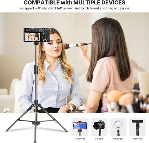 VIJIM Light Tripod Stand for Live Streaming, 6.2ft Lightweight Aluminum Light Stand with One-Click Pop-up Design, Adjustable Photographic Stand w/ 11lb Load Capacity, Compatible w/Camera/DSLR/Light in Kuwait