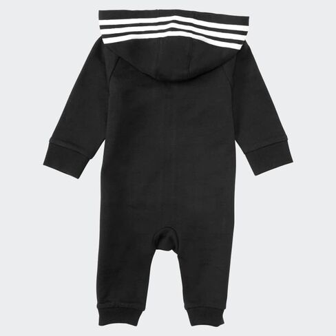 adidas unisex baby Infant Girls' and Boys' Long Sleeve Hooded Coverall Overalls, Black, 24 Months US | Kangaroo Pockets, Full Leg Zipper, Rib Cuffs, French Terry in Kuwait