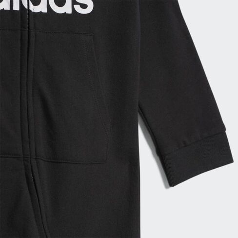 adidas unisex baby Infant Girls' and Boys' Long Sleeve Hooded Coverall Overalls, Black, 24 Months US | Kangaroo Pockets, Full Leg Zipper, Rib Cuffs, French Terry in Kuwait