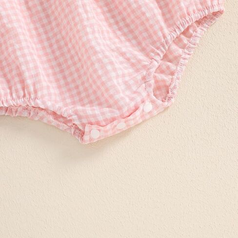 Cute Smocked Bubble Romper Western Baby Girl Clothes Gingham Embroidery Rompers Baby Girl Rodeo Outfit in Kuwait
