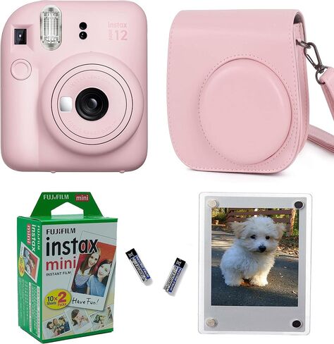 Fujifilm Instax Mini 12 Instant Camera + Pro Design Protective Case & Magnetic Lucite Frames, 20 Sheets (Blossom Pink) in Kuwait
