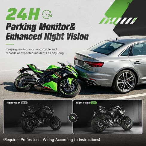 Motorcycle Dash Cam, Dual 2K Motorcycle Camera with EIS Anti-Shake Dash Cam for Motorcycle with 24H Parking Monitor, Night Vision,Loop Recording, App Control, Max Support 128 GB in Kuwait