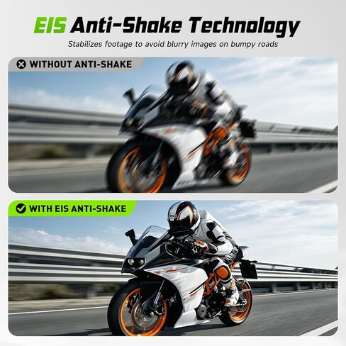Motorcycle Dash Cam, Dual 2K Motorcycle Camera with EIS Anti-Shake Dash Cam for Motorcycle with 24H Parking Monitor, Night Vision,Loop Recording, App Control, Max Support 128 GB in Kuwait