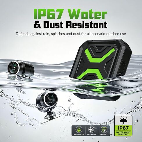 Motorcycle Dash Cam, Dual 2K Motorcycle Camera with EIS Anti-Shake Dash Cam for Motorcycle with 24H Parking Monitor, Night Vision,Loop Recording, App Control, Max Support 128 GB in Kuwait