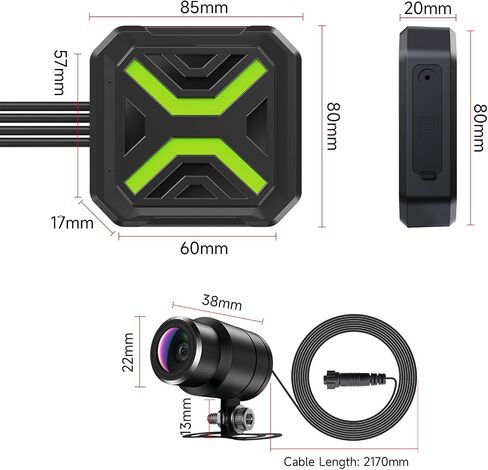 Motorcycle Dash Cam, Dual 2K Motorcycle Camera with EIS Anti-Shake Dash Cam for Motorcycle with 24H Parking Monitor, Night Vision,Loop Recording, App Control, Max Support 128 GB in Kuwait
