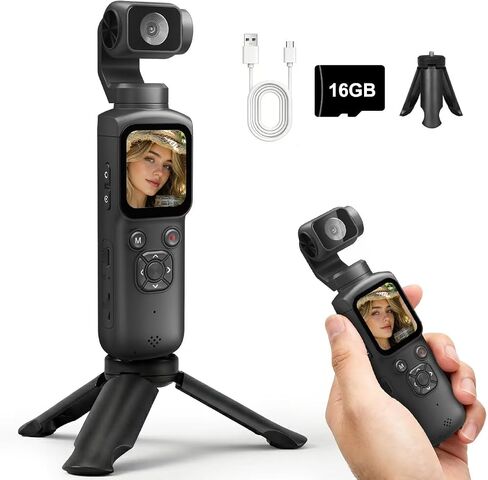 4K Vlogging Camera, Pocket Camera for Beginners | PDAF Autofocus, 330° AI Face Tracking, EIS Anti-Shake, Lightweight, WiFi App Control, Webcam Function, Touchscreen in Kuwait