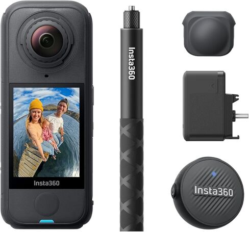 Insta360 X4 Air Creator Bundle - Lightweight 165g 8K 360 Camera, Invisible Selfie Stick, Replaceable Lenses, Shoot First & Frame Later, Built-in Wind Guard, FlowState Stabilization, AI-Powered App in Kuwait