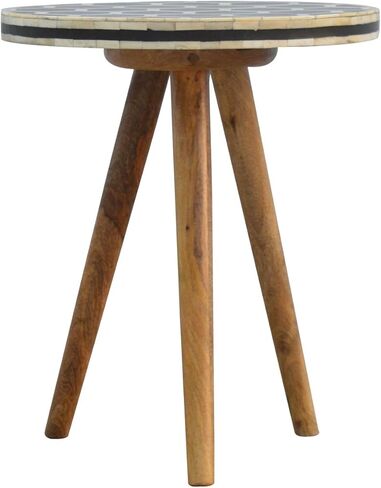 Solid Wood Bone Inlay Tripod Stool, Black and White in Kuwait