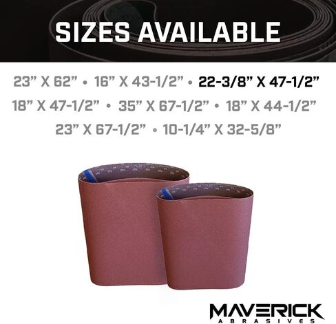 Maverick Abrasives Drum Sander Replacement Conveyor Feed Belt – Premium X Weight Cloth Backed Sanding Belt for JET 22-44, 22-3/8" x 47-1/2" Inch Belt (1 Count) – Professional Woodworking Performance in Kuwait