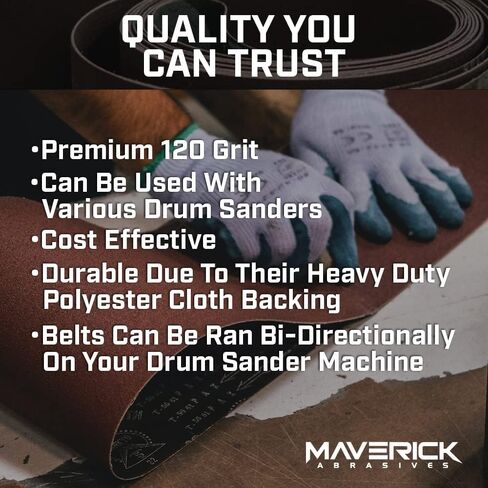 Maverick Abrasives Drum Sander Replacement Conveyor Feed Belt – Premium X Weight Cloth Backed Sanding Belt for JET 22-44, 22-3/8" x 47-1/2" Inch Belt (1 Count) – Professional Woodworking Performance in Kuwait