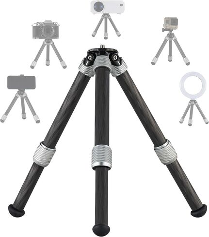 LEOFOTO Carbon Fiber Small Tabletop Travel Tripod, Weight 160g/0.35lb, Maxload 5kg/11lb, Lightweight Tripod Stand, 1/4" Inch Screw, for Camera/Phone Holder/Projector, MT-02C Long Version (MT-02CL) in Kuwait