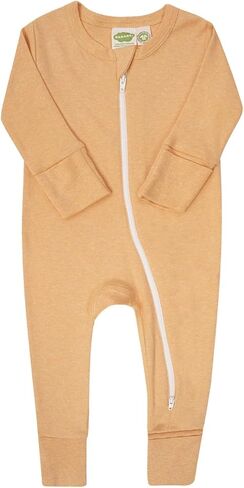 PARADE Organic Snuggle Soft Melange '2-Way' Zipper Romper Honey Melange 3-6M with mitts in Kuwait