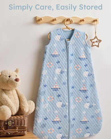 1.0 TOG Baby Sleep Sack 18-24 Months，Cotton Quilted Wearable Blanket Baby Boy Girl Sleeping Sack, 2-Way Zipper Sleeping bag for Toddler Blue Sea(XLarge) in Kuwait