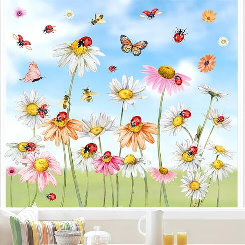 Ladybug Window Cling 36 Pcs Spring Summer Bug Decals Peel and Stick Ladybird Stickers 3D Insect Wall Stickers Removable Waterproof Vinyl for Kids Room Classroom Dorm Cabinets Home Decorations in Kuwait