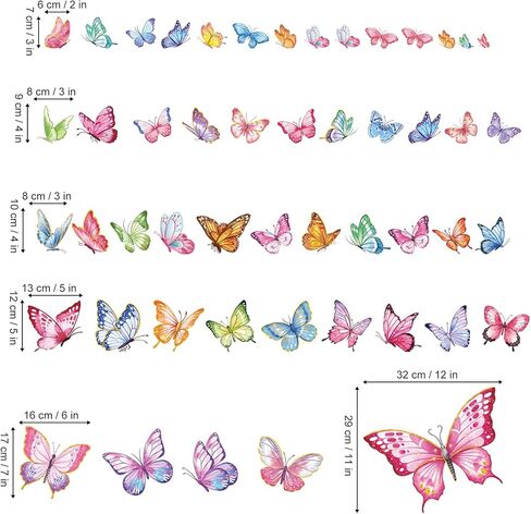 decalmile Pink Colorful Butterfly Girls Wall Decals Stickers in Kuwait