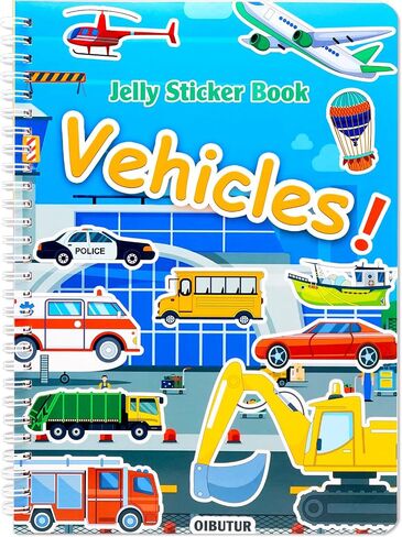 كتاب ملصق Jelly للأطفال 2-4 أساسيات السفر ، كتاب ملصق قابل لإعادة الاستخدام + 8 مشاهد + 2 ألعاب مطابقة + 42 ملصقات مركبات كبيرة لأنشطة طفل واحد إلى 3 (سيارات) in Kuwait