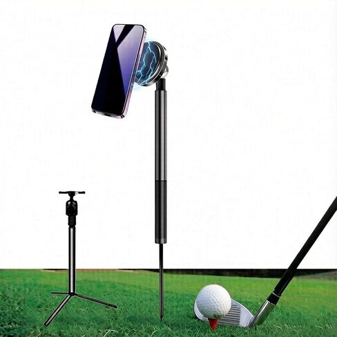 Golf Phone Tripod, 19-54'' Magnetic Monopod Selfie Stick | Golf Swing Mobile Phone Holder, Golf Monopod with Spike, Adjustable Golf Phone Stand, iOS and Android in Kuwait
