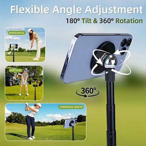 Golf Phone Tripod, 19-54'' Magnetic Monopod Selfie Stick | Golf Swing Mobile Phone Holder, Golf Monopod with Spike, Adjustable Golf Phone Stand, iOS and Android in Kuwait