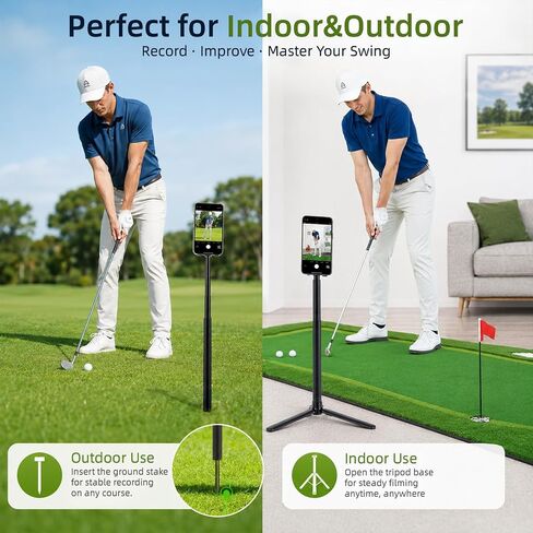 Golf Phone Tripod, 19-54'' Magnetic Monopod Selfie Stick | Golf Swing Mobile Phone Holder, Golf Monopod with Spike, Adjustable Golf Phone Stand, iOS and Android in Kuwait