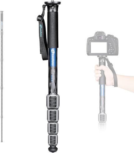 LEOFOTO Carbon Fiber Camera Monopod, Lightweight Travel Monopod with Quick Lock System for DSLR, DV, Video Camcorder, Phone Holder, Weight 0.6kg/1.32lb, Maximum Load 30kg/66lb in Saudi Arabia